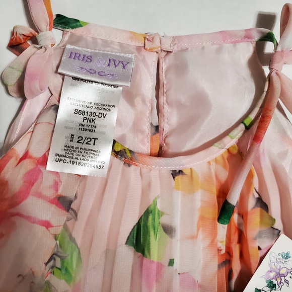 Iris & Ivy - New & Beautiful Pink Floral Pleated Trapeze Dress - Toddlers - Picture 2 of 7